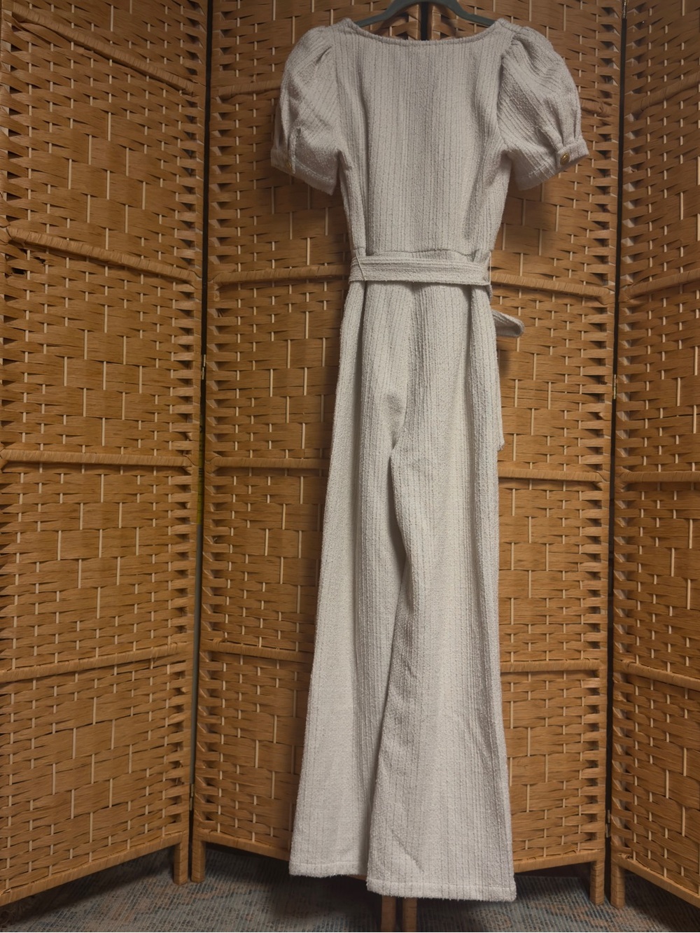 Storia Ivory Textured Knit Jumpsuit with Gold Buttons - Picture 5 of 6